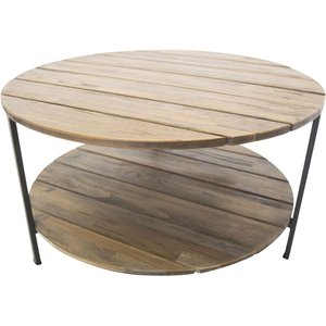 Caesar soffbord Ø80 cm - Svart/teak - Soffbord i trä