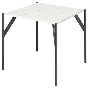 Terrazzo sidobord 50x50 cm - Terrazzo Bianco & underrede AIR i svart metall - Sidobord & lampbord