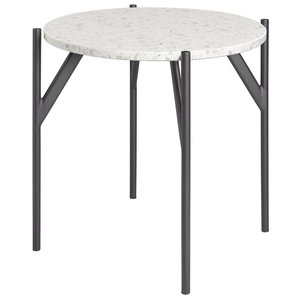 Terrazzo sidobord Ø50 cm - Terrazzo Bianco & underrede AIR i svart metall - Sidobord & lampbord