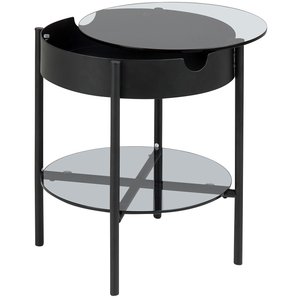 Tipton sidobord Ø45 cm - Glas/Svart - Sidobord & lampbord