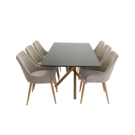 Bild på Matgrupp Plaza matbord och 6st Plaza matstolar - Venture Home