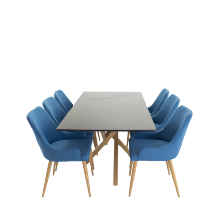 Bild på Matgrupp Plaza matbord och 6st Plaza matstolar - Venture Home
