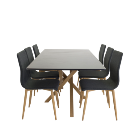 Bild på Matgrupp Plaza matbord och 6st Windu matstolar - Venture Home