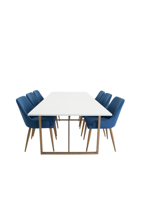 hom_1596878-02_Fs Bild på Matgrupp Pinner matbord och 6st Plaza matstolar - Venture Home
