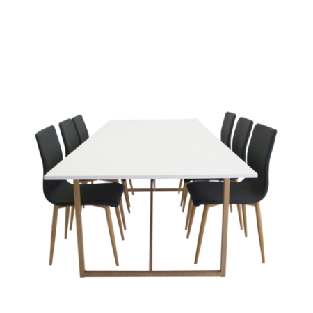 Bild på Matgrupp Pinner matbord och 6st Windu matstolar - Venture Home