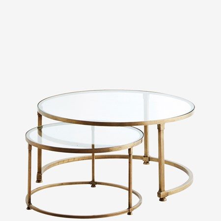 Soffbord Glas/Mässing set med 2 - Madam Stoltz - bild