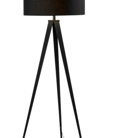 Bild på UZAGI golvlampa av svart metall och svart lampskärm - Kave Home