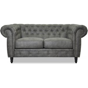 Ashford 2-sits chesterfield - Antracit ecoläder - 2-sits soffor