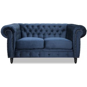 Ashford 2-sits chesterfield - Mörkblå sammet - 2-sits soffor