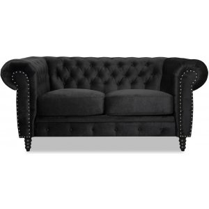 Ashford 2-sits chesterfield - Svart sammet - 2-sits soffor