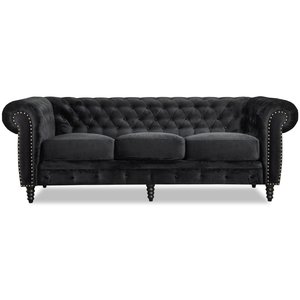 Ashford 3-sits chesterfield - Svart sammet - 3-sits soffor