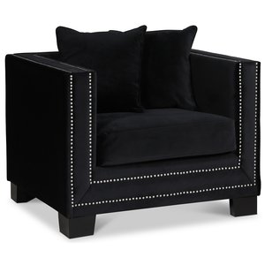 Cloude fåtölj med nitar - Svart -Tygfåtöljer - Fåtöljer