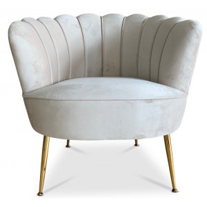 Fåtölj snäcka sammetsfåtölj Beige / Mässing - Tygfåtöljer