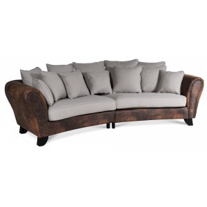 Western 4-sits svängd soffa - Vintage / Beige + Möbelvårdskit för textilier - 4-sits soffor