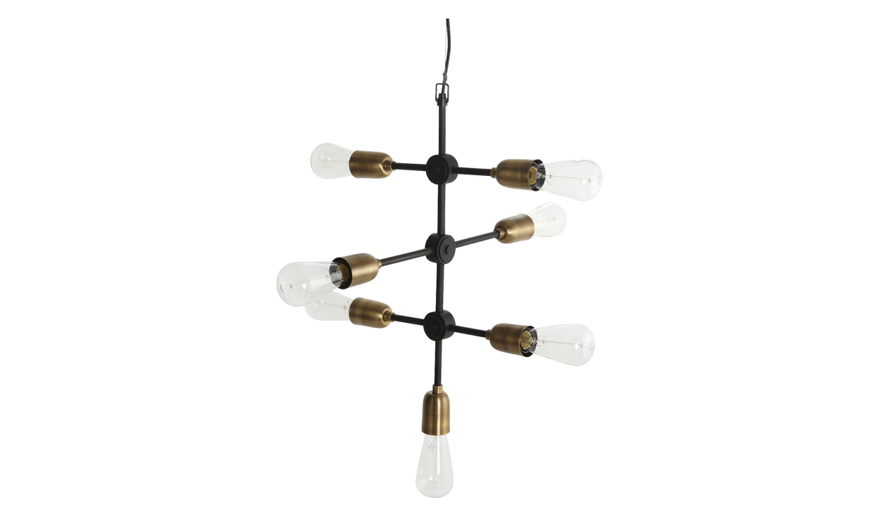 CB0810 Bild på MOLECULAR Taklampa Svart/Mässing 7-armad från House Doctor