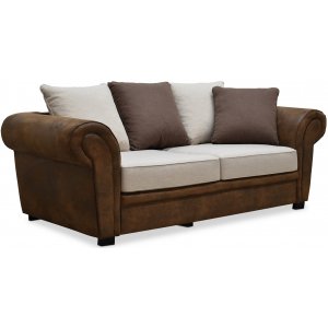 Delux 2-sits soffa med kuvertkuddar - Brun/Beige - 2-sits soffor