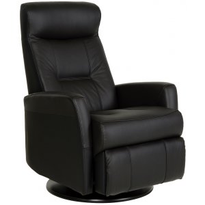 Frans reclinerfåtölj med gungfunktion - Svart läder - Reclinerfåtöljer