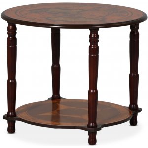 Bentley runt lampbord i valnöt med världskarta Ø60 cm - Sidobord & lampbord