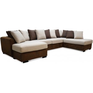 Delux U-soffa med öppet avslut höger - Brun/Beige/Vintage - U-soffor