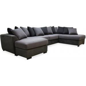 Delux U-soffa med öppet avslut höger - Grå/Antracit/Vintage - U-soffor