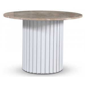Empire matbord Ø105 cm - Empradore marmor / Vit lamell träfot - Ovala & Runda bord