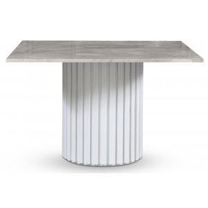 Empire matbord 120 x 120 cm - Grå marmor / Vit lamell träfot - Marmormatbord