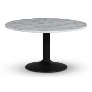 Empire matbord Ø105 cm - Ljus marmor / Svart trumpetfot - Ovala & Runda bord