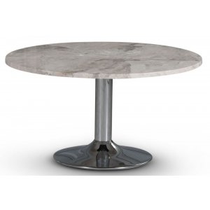 Empire matbord Ø105 cm - Silver Diana marmor / Kromad trumpetfot - Ovala & Runda bord