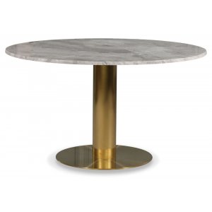 Empire matbord - Silver Diana marmor Ø130 cm / Borstad mässing - Ovala & Runda bord