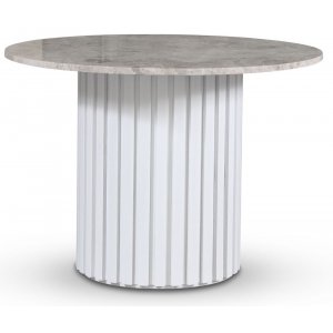 Empire matbord Ø105 cm - Silver Diana marmor / Vit lamell träfot - Ovala & Runda bord