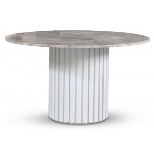 Empire matbord - Silver diana marmor 130 cm / Vit lamell träfot - Ovala & Runda bord