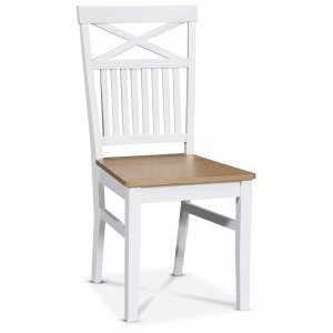 2 st Fårö matstol med kryss i ryggen - Vit/ek - Trästolar