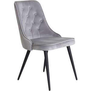 2 st Alice Deluxe matstol - Svart/ljusgrå sammet - Klädda & stoppade stolar