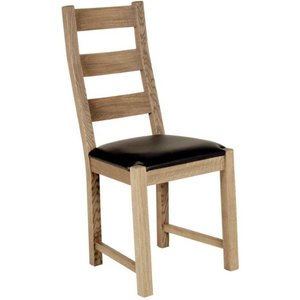 2 st Quebec stol med brun skinnsits - Vitoljad - Konstläderklädda stolar