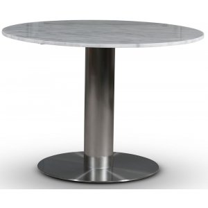 SOHO matbord Ø105 cm - Borstat aluminium / Ljus marmor - Ovala & Runda bord