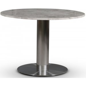 SOHO matbord Ø105 cm - Borstat aluminium / Silver marmor - Ovala & Runda bord