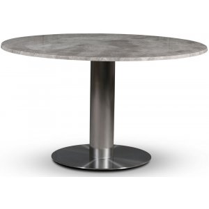 SOHO matbord Ø130 cm - Borstat aluminium / Silver marmor - Ovala & Runda bord
