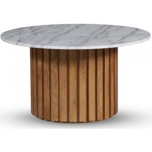 Sumo Soffbord Ø85 - Ek / Ljus marmor - Soffbord i trä