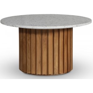 Sumo Soffbord Ø85 - Ek / Terrazzo Bianco - Soffbord i trä