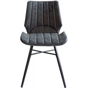 6 st Unique Stol - Antracit vintage läder -Matstolar & Köksstolar - Konstläderklädda stolar