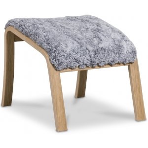 Frank fotpall i fårskinn scandinavian grey - Oljad ek + Möbelvårdskit för textilier - Fotpallar