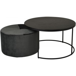 Helvia soffbord set 80 x 80 cm - Svart askfanér/sammet - Soffbord i trä