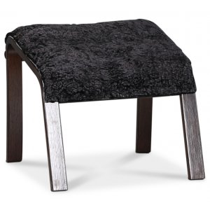 Lammet / Fashion fotpall i fårskinn scandinavian dark grey - Mörk valnöt - Fotpallar