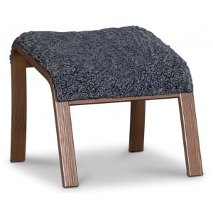 Lammet / Fushion fotpall i fårskinn canberra grey - Brunbetsad ek + Möbelvårdskit för textilier - Fotpallar