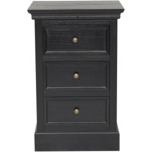 Holmby sängbord 3 lådor - Svart - Sängbord -Sovrumsmöbler - Sängbord