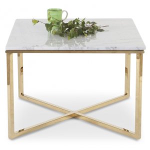 Maryland soffbord 70x70 cm - Mässing / Marmor - Soffbord i marmor