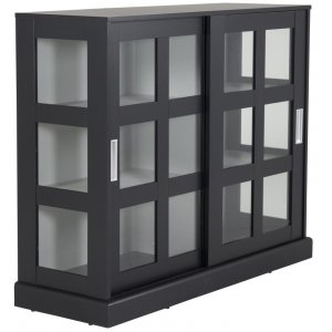 Touch vitrinskåp med skjutdörrar - Svart - Vitrinskåp & Glasskåp -Vitrinskåp & Glasskåp - Hyllor & Förvaring