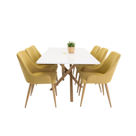 Bild på Matgrupp Pence matbord och 6st Plaza matstolar - Venture Home