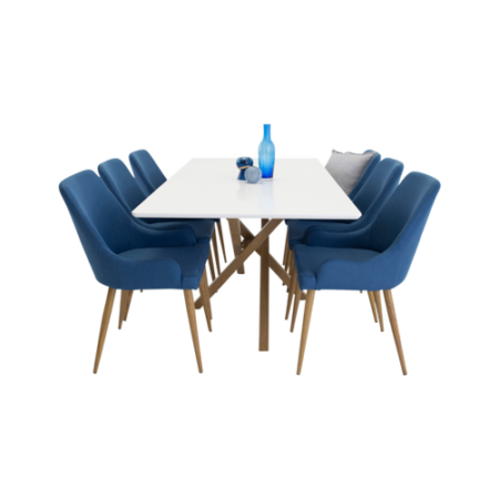 Bild på Matgrupp Pence matbord och 6st Plaza matstolar - Venture Home