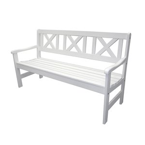 Europa Trädgårdsbänk - Vit + Skyddande sprayvax - Utesoffor
